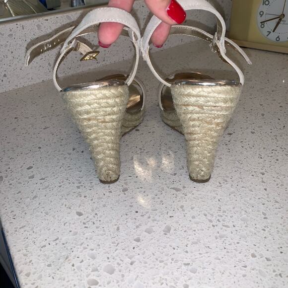 EUC Calvin Klein silvery gold metallic espadrille wedges Size 8.5 - Picture 3 of 6